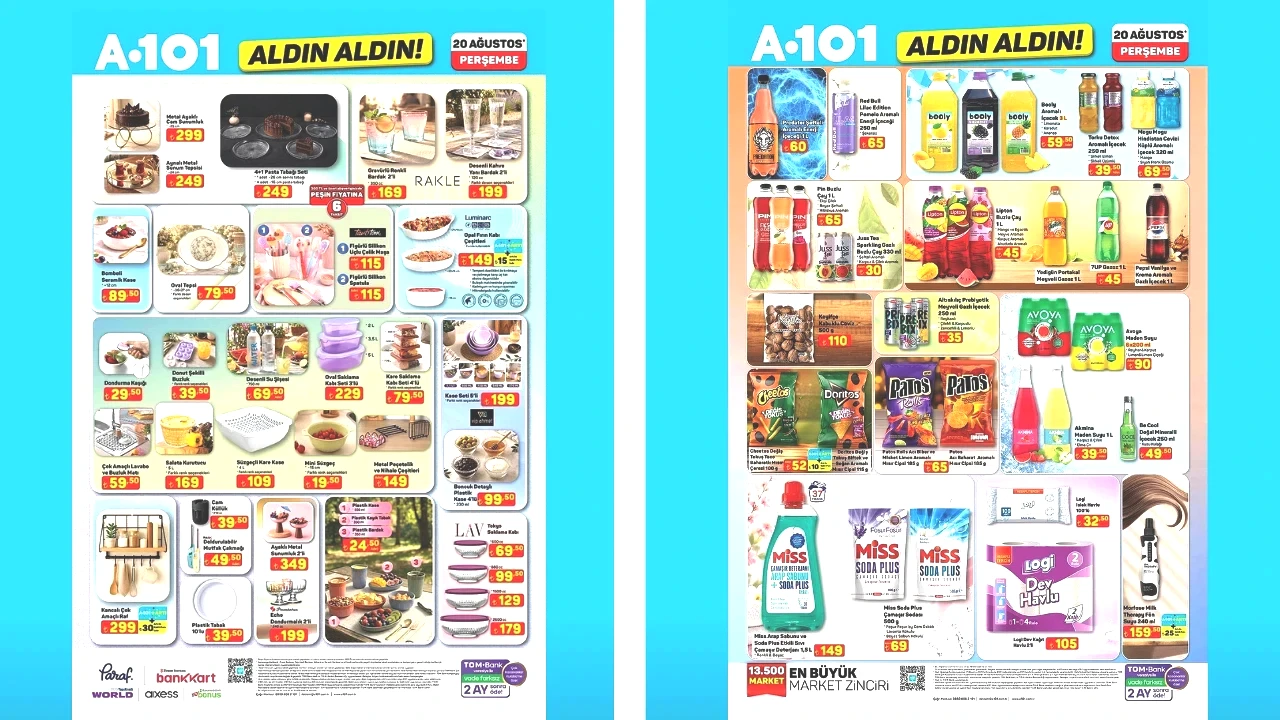 MUTFAK ÜRÜNLERİNDE DİKKAT ÇEKEN FİYATLAR A101 ürün listesinde daha uygun fiyatlı mutfak ürünleri de bulunuyor. Bombeli seramik kase 89,50 TL, oval tepsi 79,50 TL ve jakarlı el havlusu 34,50 TL fiyatla satışa sunuluyor. Saçaklı banyo havlusu takımı ise 219 TL fiyatla listede yer alıyor.