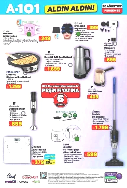 GÜNCEL A101 AKTÜEL KATALOG YENİ ÜRÜNLER: 20 Ağustosta satışta A101de bu hafta hangi ürünler indirime girecek A101 yeni katalog